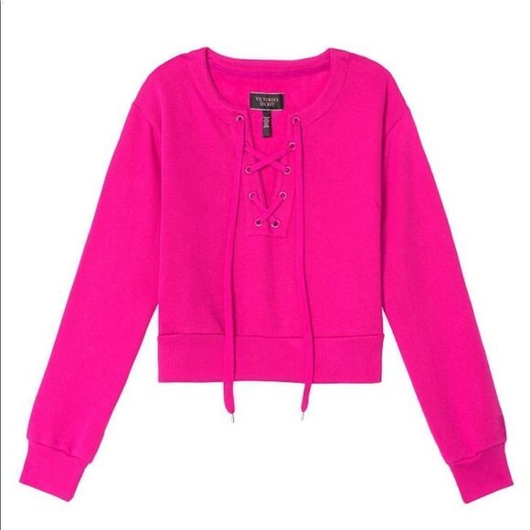 VICTORIA'S SECRET
Cotton Fleece Lace Up Crewneck - Picture 1 of 3